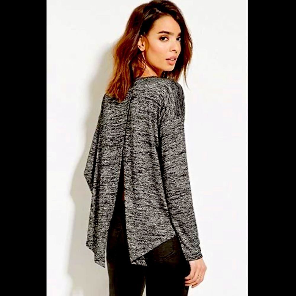 Forever 21 Split Back Marled Sweater Small